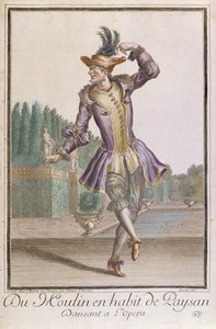 Du Moulin talonpoika-asussa balettiin LOperassa, kustantaja Mariette, 1600-luvun loppu tekijältä French School
