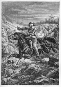 Montmorencyn (Montmorenci) herttua Henrik II (1595-1632) Castelnaudaryn taistelussa vuonna 1632 - Montmorencyn herttua. Taistelut Castelnaudaryssa - kaiverrus kirjasta "" L