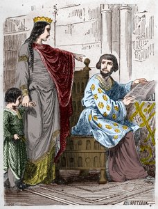 Kapetsialaisten dynastia: Arlesin Constance (986-1032), Ranskan kuningatar, yhdessä Robert II hurskaavan (972-1031) kanssa. tekijältä French School