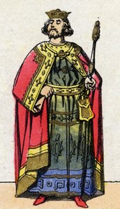 Kapetiolaisten dynastia: Ludvig VI Grosin (1081-1137), frankkien kuninkaan muotokuva 1108-1137. Epinaalikuvaus 1800-luvun lopulta. Yksityinen kokoelma. tekijältä French School