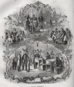 Peruskoulut Ranskassa 1800-luvulla - kaiverrus - Maurice La Charestin uusi kansallinen tietosanakirja - 1870 - tekijältä French School