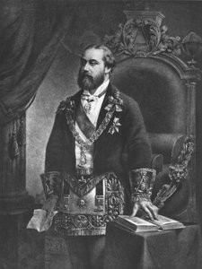 Edward (1841-1910) Walesin prinssi, myöhemmin Edward VII, vapaamuurariuden suurmestarina, 1884 tekijältä French School