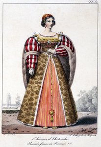 Itävallan Eleonore (1498/1558), Espanjan lapsi, Portugalin kuninkaan Manoelin vaimo ja Ranskan kuninkaan Francois I:n toinen vaimo. tekijältä French School