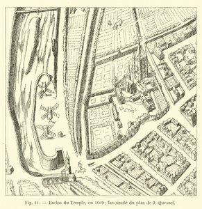 Temppelikotelo, vuonna 1609; faksimile J Quesnelin suunnitelmasta tekijältä French School