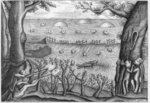 Kaiverrus vuodelta 1738 teokseen "Claude Lebeaun seikkailut" (Sr c Le Beau) 1738. tekijältä French School