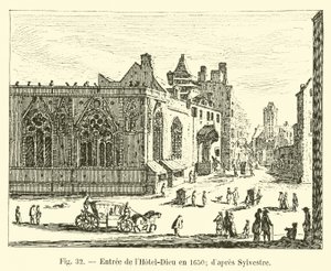 Sisäänkäynti Hotel-Dieuhun vuonna 1650; Sylvesterin mukaan tekijältä French School
