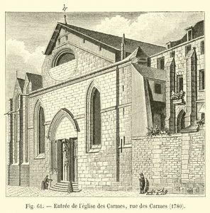Karmeliitin kirkon sisäänkäynti, rue des Carmes, 1780 tekijältä French School