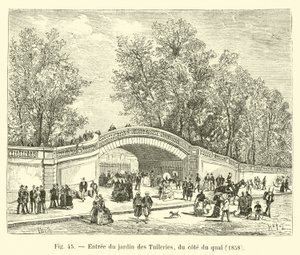 Sisäänkäynti Tuileriesin puutarhaan laiturin puolelta, 1858 tekijältä French School