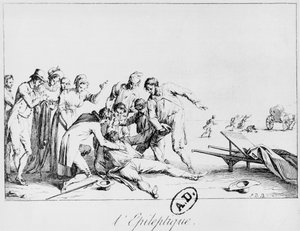 Epilepsiakohtaus kadulla, noin 1800 tekijältä French School