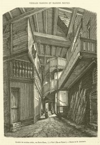1500-luvun portaikko, rue Notre-Dame, 7, Vitre, Ille-et-Vilaine (kaiverrus) tekijältä French School