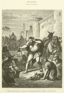 Aesop etsii miestä (kaiverrus) tekijältä French School