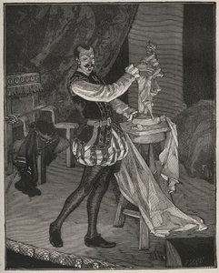 Etienne Marin Melingue (1808-1875), ranskalainen näyttelijä, joka esittää kuvanveistäjää Benvenuto Celliniä Alexandre Dumas Peren "Ascaniossa", jonka Paul Meurice on sovittanut näyttämölle. Kaiverrus vuodelta 1880 kirjassa "Les arts et metiers illustres",  tekijältä French School