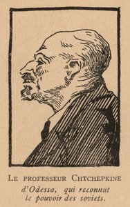 Evgenii Shchepkin, venäläinen professori, joka tunnusti neuvostovallan Odessassa (litografia). tekijältä French School