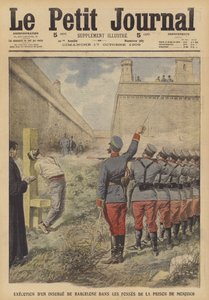 Barcelonan kapinoihin osallistujan teloitus heinäkuussa 1909 Monjuichin vankilassa (värinen lito) tekijältä French School