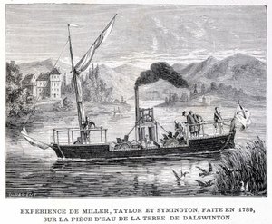 Millerin, Taylorin ja Symingtonin kokemus, tehty vuonna 1789, Dalswintonin maan vesipalalla - "" Album of Sciencessä; maineikkaat tutkijat; Suuria löytöjä””” 1896. tekijältä French School