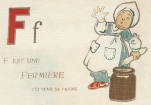 F on maanviljelijä, joka myy jauhojaan. tekijältä French School