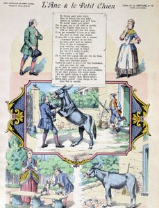 Fable de La Fontaine "Aasi ja pieni koira". Kuva: Epinal-Pellerin tekijältä French School