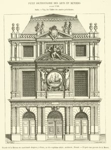Maison des Marchands Clothiersin julkisivu Pariisissa 1600-luvulla (kaiverrus) tekijältä French School