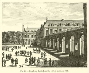 Palais-Royalin julkisivu puutarhan puolella 1650 tekijältä French School