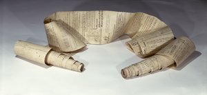 Faksimile keskiaikaisten munkkien käyttämästä 1200-luvun pergamenttirullasta tekijältä French School
