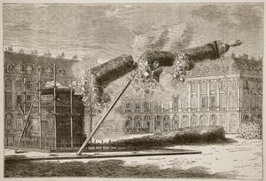 Vendome-pylvään putoaminen, huhtikuu 1871, kuva Cassellsista Ranskan ja Saksan välisen sodan historia, 1870-1871 tekijältä French School