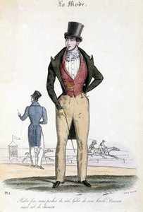 Muoti maskuliininen vuonna 1829 - vuonna "Les Modes" tekijältä French School