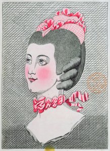 LArt de la Coiffure de Damesin muotilautanen, Sieur Legros, julkaistu Pariisissa 1767 tekijältä French School