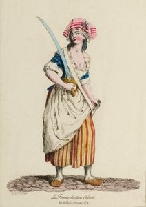 Nainen Sans-Culotte, n. 1792 (kaiverrus) tekijältä French School