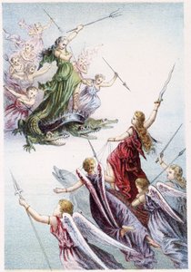 Taistele meren pahojen ja hyvien henkien välillä - H. de la Blanchèren "" Matka meren pohjaan" -kappaleessa. Paris, toim. Jouvet et Cie, sd. 1880. tekijältä French School