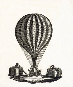Kuumailmapallon täyttäminen kaasulla, n. 1790 (puukaiverrus) tekijältä French School