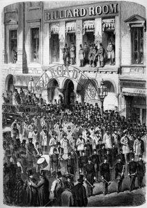 Palomiehet New Yorkissa (New York) valmistautuvat lähtemään Washingtoniin onnittelemaan unionin uutta presidenttiä (James Buchanan tekijältä French School