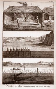 Kalastus, silli ja sardiinit - Peches de Mer - Sorretterie des herring et des sardines - "" La Grande Encyclopédie, ou Dictionnaire Raisonne des Sciences, des Arts et des Metiers"" (Encyclopedia tai Dictionary of the Sciences, Arts and Professions), kirjoi tekijältä French School