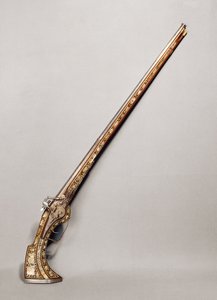 Flintlock-kivääri (puuta ja metallia)