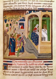 Fol.10r Aleksanteri Suuren (356-323 eKr.) syntyessä tapahtuneet ihmeet Jean Wauquelinin kirjasta, Histoire du Grand Alexandre 1460 tekijältä French School