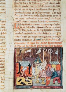 Fol.122v-kauppiaat Lendit-messuilla lähellä St. Denisiä, Grandes Chroniques de Francesta, 1375-79 tekijältä French School