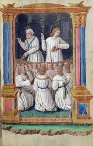 Fol.33r St. Pietari ja St. John kehottavat uskollisia, Heures a lUsage de Rome tekijältä French School