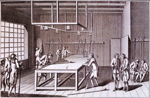 Biljardin muoto, jota pelattiin Ranskassa 1700-luvun puolivälissä tekijältä French School
