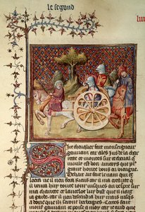 Fr.119 fol.312v Lancelot, kärryjen ritari, 1344 tekijältä French School