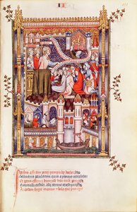 Fr 2091 fol.111 St. Denis saarnaa pariisilaisille, jotka rikkovat pakanajumalankuvansa, Vie de St. Denis, 1317 tekijältä French School