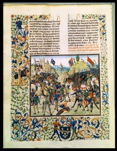 Fr 2643 f.165v Crecyn taistelu satavuotisesta sodasta, Froissarts Chroniclesta, 24. elokuuta 1346 tekijältä French School