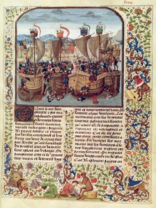 Fr 2643 f.82 Battle of Ecluse, 24. kesäkuuta 1340, Froissarts Chronicle tekijältä French School