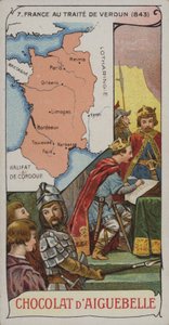 Ranska Verdunin rauhansopimuksen aikaan vuonna 843 (kromoliittinen kuva). tekijältä French School