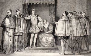 Francois II (1544-60) kertoo kansanedustajille, että Guisen herttua ja kardinaali hallitsevat osavaltiota Colartin teoksesta "Histoire de France", julkaistu n. 1840. tekijältä French School