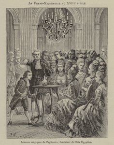 Vapaamuurarius 1700-luvulla: taikaseanssi, jota johti egyptiläisen riitin perustaja Aleesandro Cagliostro (kaiverrus) tekijältä French School