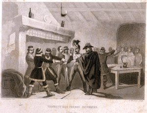 Vapaamuurarius: veljien viikattovala Potokissa vuonna 1821. Kaiverrus F.-T.:n maalauksellisesta Histoire de la Franc Maconnerie et des Societes Secretes antique et modernesta B. Clavel. Pagnere, toimittaja. 1843. tekijältä French School