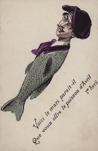Ranskalainen huhtikuun pilakortti (värilitografia) tekijältä French School