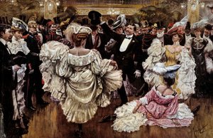 Ranskalaisia cancan-tanssijoita kabaree-esityksen aikana, 1900-luvun alku (vedos). tekijältä French School