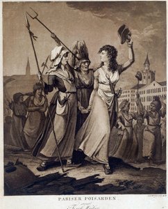 Ranskan vallankumous: "" Parisian poissardes"" Print noin 1789 Pariisi, Musee Carnavalet tekijältä French School