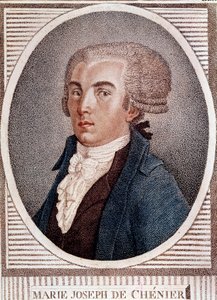 Ranskan vallankumous: diplomaatti, runoilija ja historioitsija Marie Joseph Chenierin (1764-1811) muotokuva, 1800-luvun "Chant du depart" -kaiverruksen tekijä. tekijältä French School