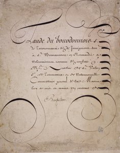 Ranskalainen kalligrafia: Louis Barbedorin tilikamarin kirje vuodelta 1640. tekijältä French School